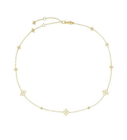 Roberto Coin 18K YELLOW GOLD PRINCIPESSA DIAMOND & FLOWER STATION NECKLACE