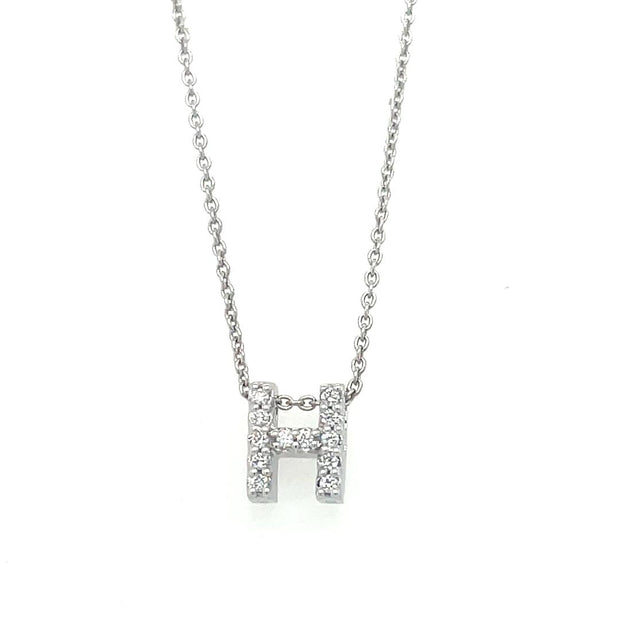 Roberto Coin 18K WHITE GOLD TINY TREASURES DIAMOND LOVE LETTER “H” NECKLACE