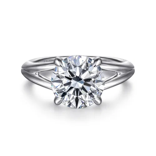 Gabriel & Co 14K White Gold Split Shank Round Diamond Solitaire Engagement Ring