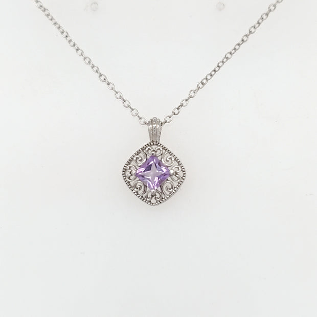 Estate Sterling Silver Antique Style Pendant Necklace