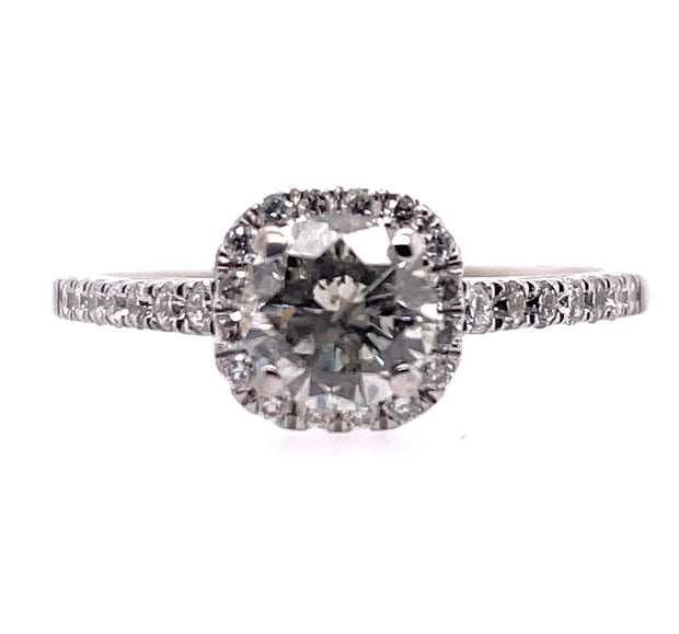 18K White Gold Diamond Halo Engagement Ring