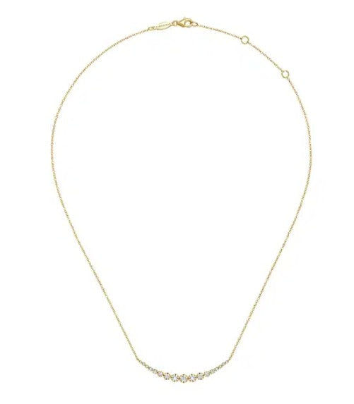 14K Yellow Gold Diamond Curved Bar Necklace