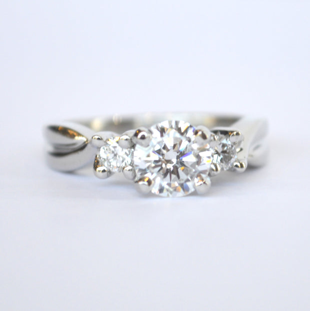 Platinum Three Stone Goldman Luxe Collection Diamond Engagement Ring
