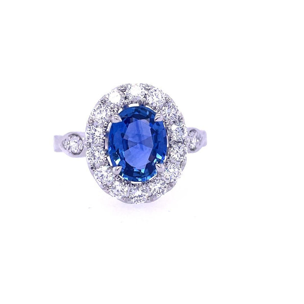 18k White gold Diamond and Sapphire Gemstone Ring