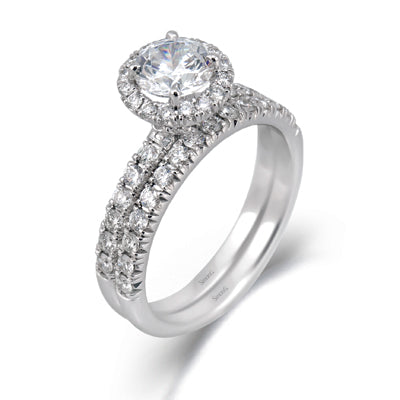 18K White Gold Simon G Diamond Halo Engagement Ring