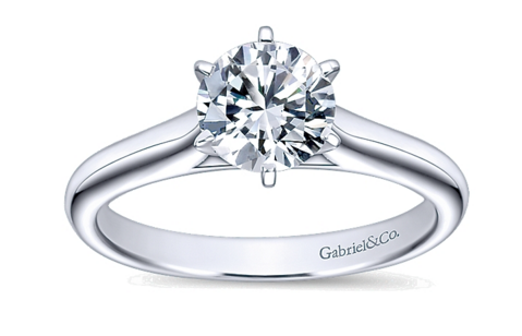 14k White Gold Gabriel & Co. Solitaire Diamond Engagement Ring