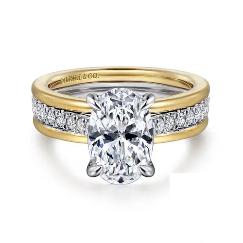 Gabriel & Co 14K Two-Tone White Yellow Gold Engagement Ring Mounting