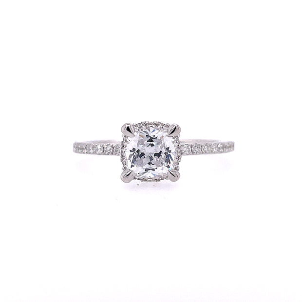 14K White Gold Gabriel & Co. Diamond Engagement Ring Featuring A Hidden Halo