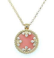 18K YELLOW GOLD VENETIAN MEDALLIONS SMALL DIAMOND AND MOTHER OF PEARL NECKLACE