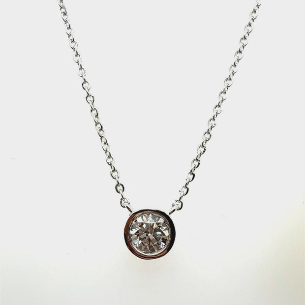 14K White Gold Diamond Bezel Set Necklace