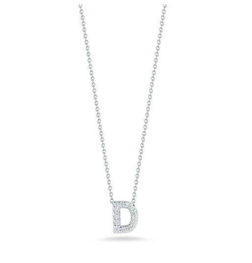 Roberto Coin 18K WHITE GOLD TINY TREASURES DIAMOND LOVE LETTER “D” NECKLACE