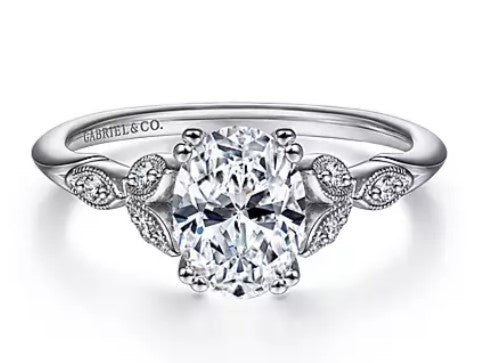 14K White Gold Gabriel & Co. Victorian Collection Diamond Engagement Ring