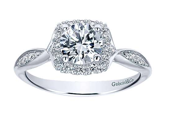 14k White Gold Gabriel & Co. Halo Diamond Engagement Ring