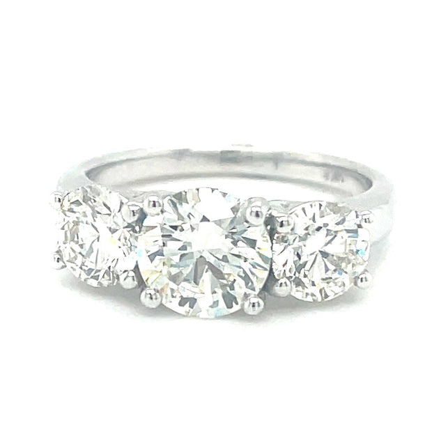 Private Label Diamond Engagement Ring Three Stone 3.02 Ct TWT