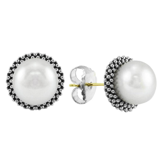LAGOS Sterling Silver Luna Pearl Earrings Featuring Two 8MM Pearls