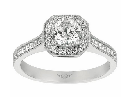 14k White Gold Martin Flyer Diamond Engagement  Ring