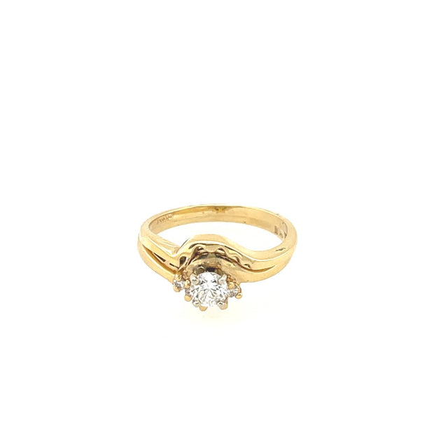14k Yellow Gold Diamond  Engagement Ring Bridal Set