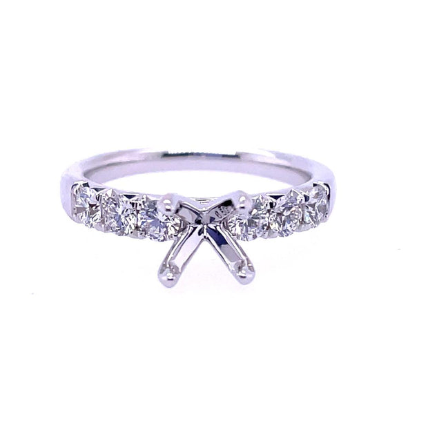 14k White Gold and Diamond Engagement Ring Mounting