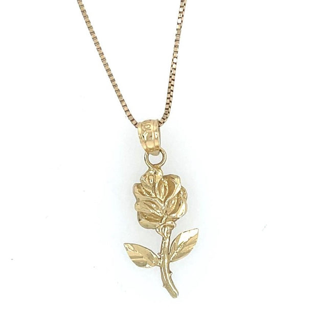 10K Yellow Gold Rose Necklace