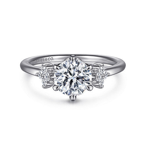 14k White Gold Gabriel & Co. Three Stone Diamond Engagement Ring
