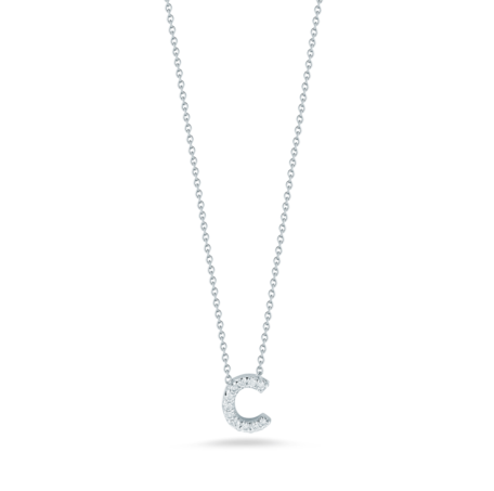 Roberto Coin 18K WHITE GOLD TINY TREASURES DIAMOND LOVE LETTER “C” NECKLACE