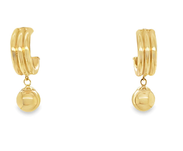 Estate Yellow Gold Fancy Hoop Earrings