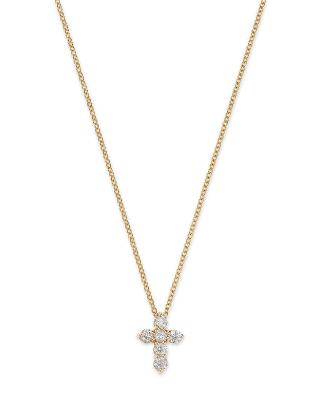 14K Yellow Gold Diamond Cross Pendant