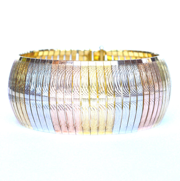 Sterling Silver Tri-Tone Plated Omega Bracelet