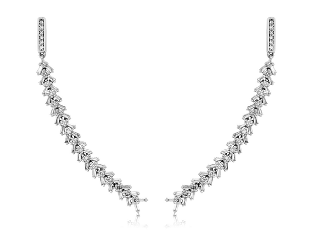14K White Gold Diamond Drop Earrings
