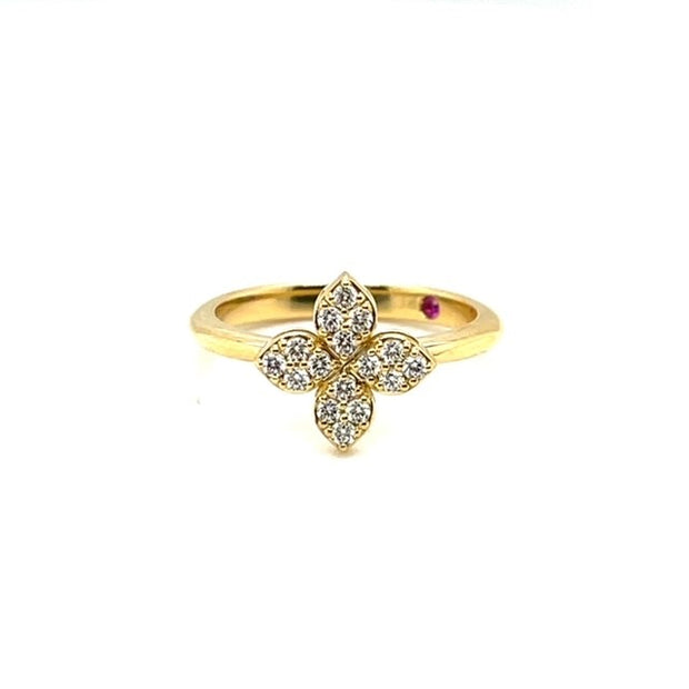 Roberto Coin 18K YELLOW GOLD LOVE IN VERONA MEDIUM PAVE DIAMOND FLOWER RING