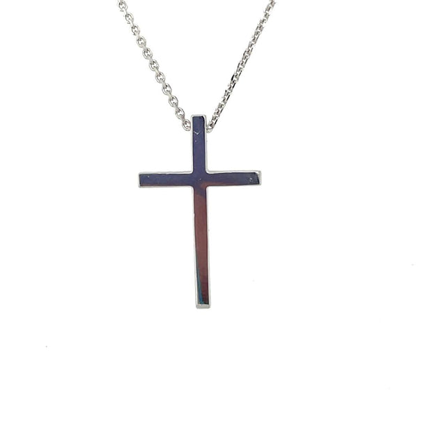 14K white gold cross