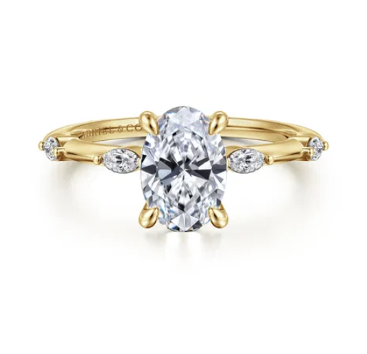 Gabriel & Co 14K Yellow Gold Diamond Engagement Ring Mounting