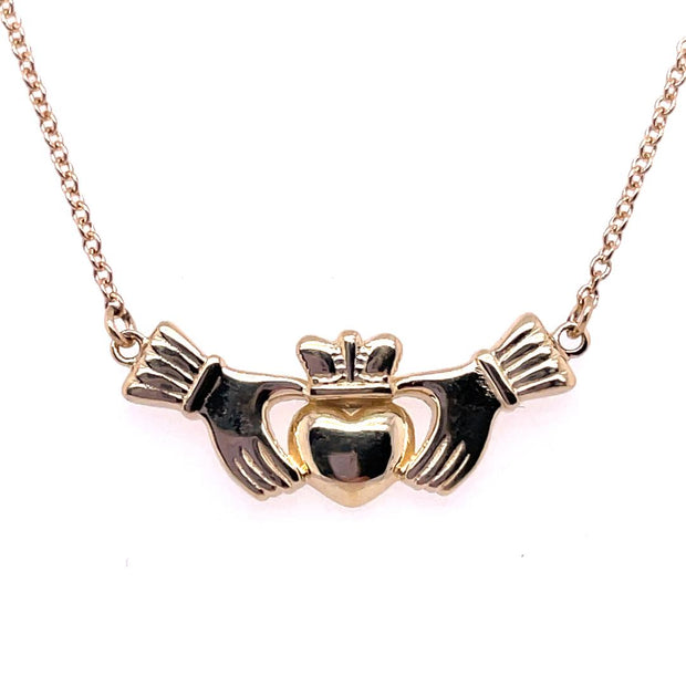 14K Yellow Gold 16" Claddagh Necklace