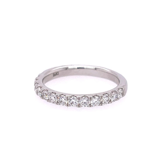 14K White Gold Part Way Around Diamond Wedding Band