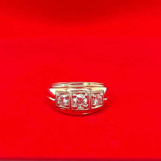 14K Yellow Gold Three Stone Diamond Ring