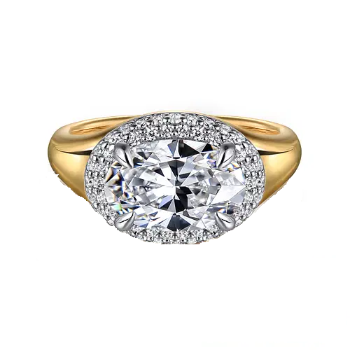 Gabriel & Co 14K Two-Tone White Yellow Gold Engagement Ring Mounting