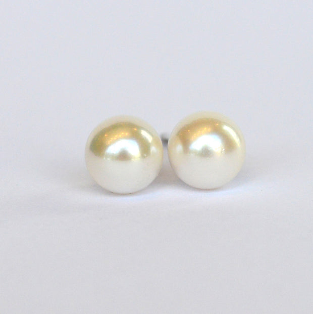 14K White Gold 5.0-5.5 Akoya Pearl Stud Earrings
