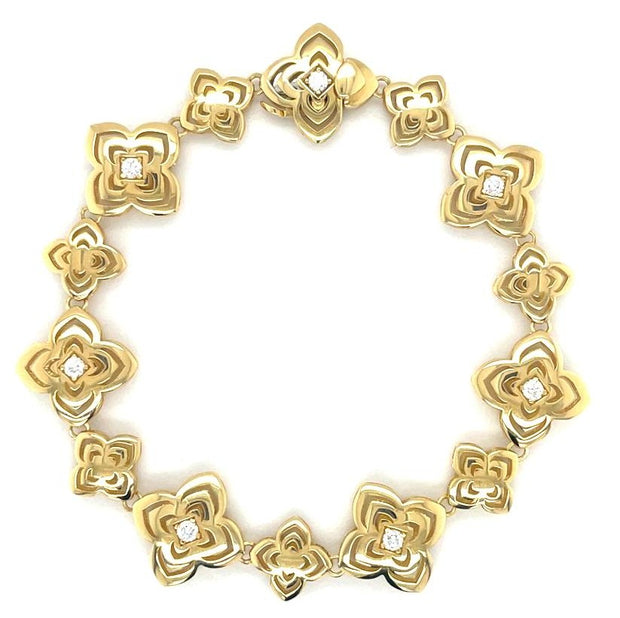 Roberto Coin 18K YELLOW GOLD PALAZZO DUCALE CARNIVAL DIAMOND & POLISHED FINISH FLOWER BRACELET