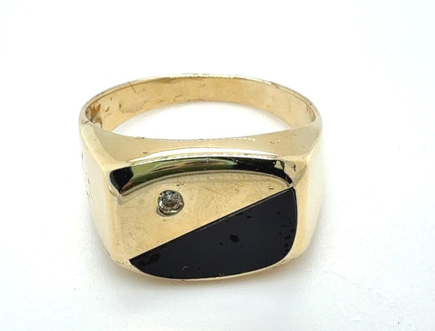 10K Yellow Onyx & Diamond Ring