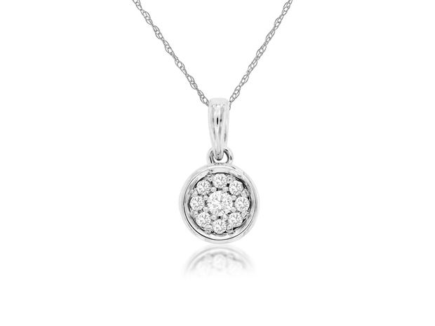 14K White Gold Diamond Cluster Pendant