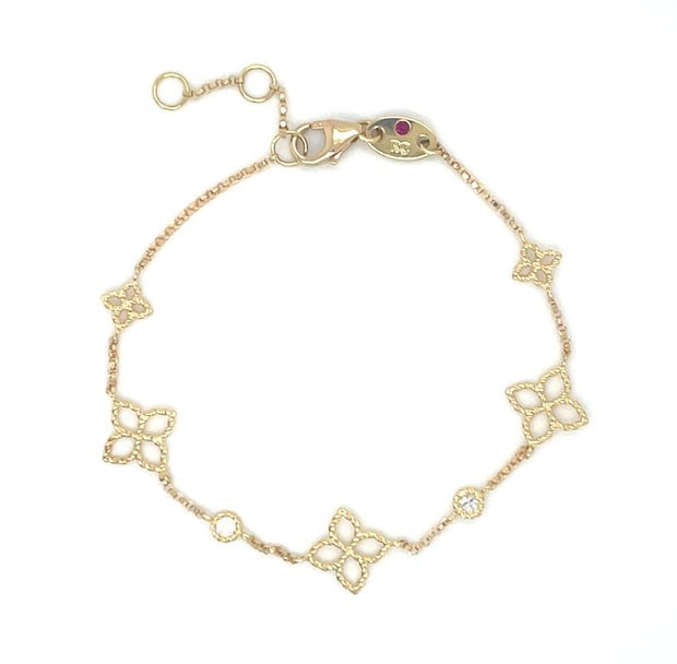 Roberto Coin 18K Yellow Gold Principessa Diamond & Flower Station Bracelet