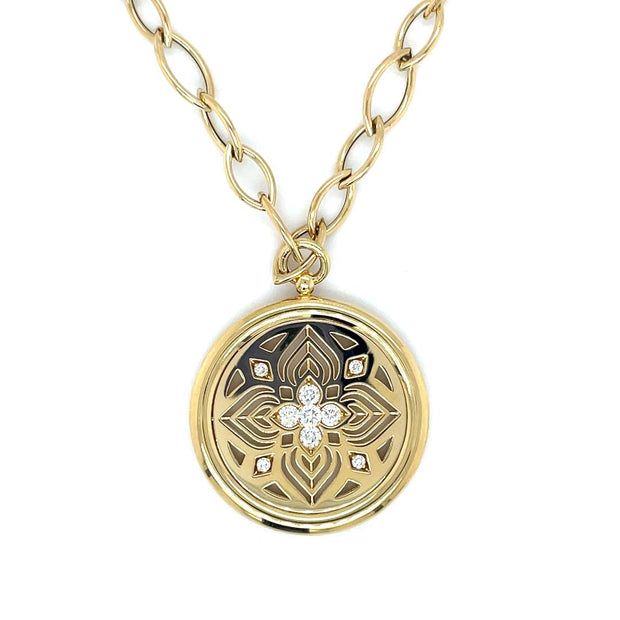 Roberto Coin18K YELLOW GOLD ARABESQUE DIAMOND FLOWER MEDALLION NECKLACE