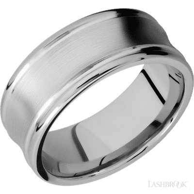 Lashbrook 9 Mm Wide Concaved Center Round Edges 14K White Gold Band