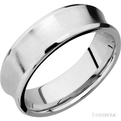 Lashbrook 7 Mm Wide Concave Bevel 14K White Gold Band
