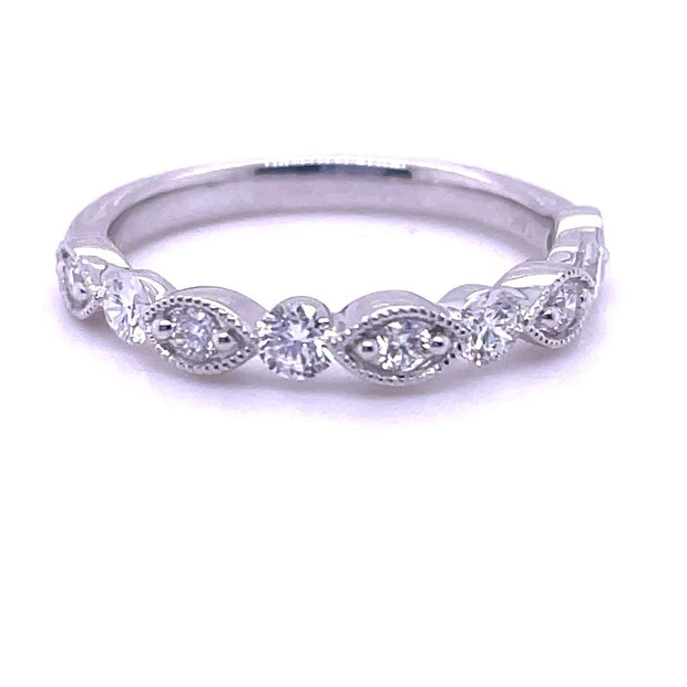 14k White Gold and Diamond Wedding Band