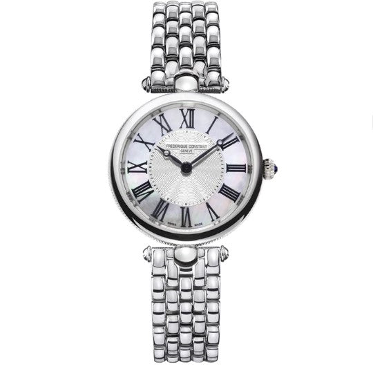 Frederique Constant Classics Art Déco Round Dress Watch Featuring White Mother-Of-Pearl Dial With Guilloché