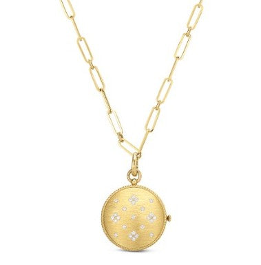ROBERTO COIN 18K VENETIAN PRINCESS DIAMOND & SATIN FINISH LOCKET NECKLACE