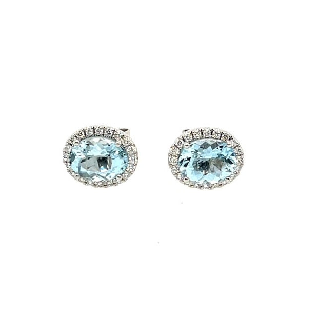Aquamarine and Diamond Halo Earrings