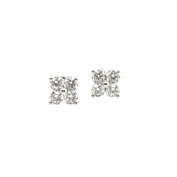 14K White Gold Four Prong Diamond Stud Earrings