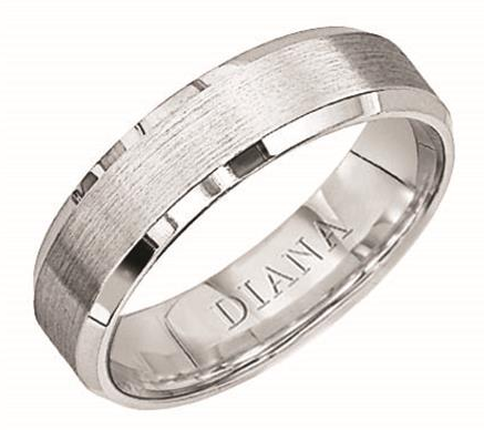 14K White Gold Comfort Fit Goldman Luxe Wedding Band Featuring Satin Finish And Beveled Edge
